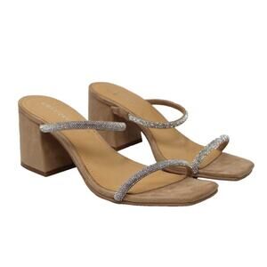 Lisa Vicky Mood Hotfix Sandals Rhinestones Straps Silver 7.5US MSRP$100